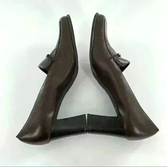 Mootsies Tootsies Kelly heels 7.5 brown leather square toe vintage 90s academia - Picture 6 of 14
